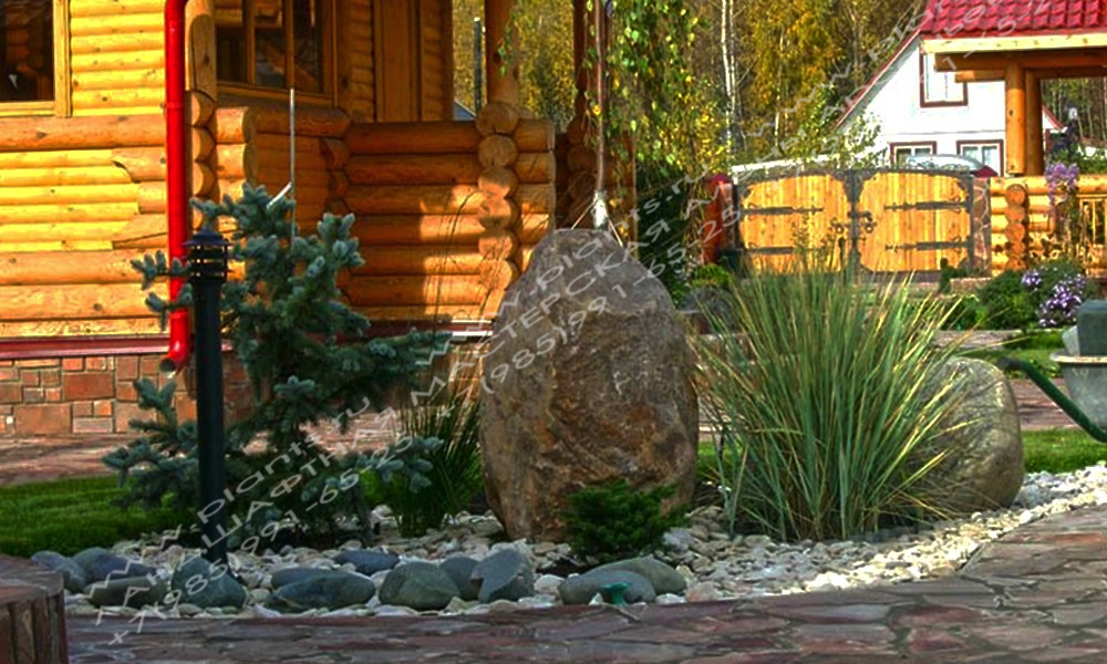 Фрагмент сада камней в дизайне участка фото